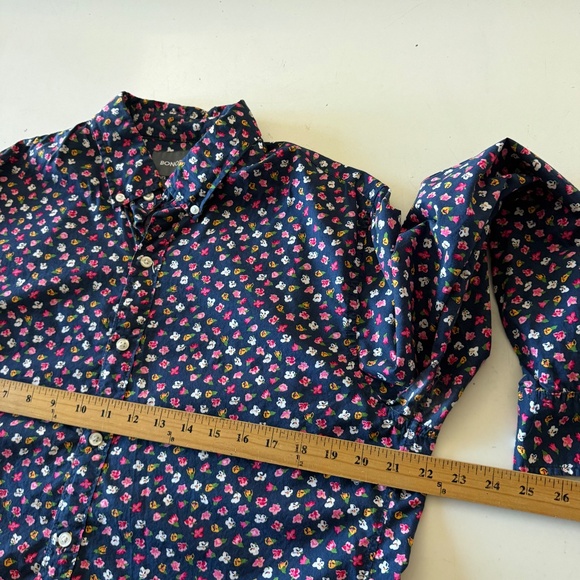 Bonobos Slim Fit Navy Blue Floral AOP Long Sleeve Button Down Shirt Mens LARGE - Picture 5 of 7